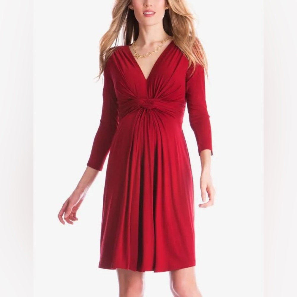 SERAPHINE MATERNITY RED KNOT FRONT DRESS SIZE 4